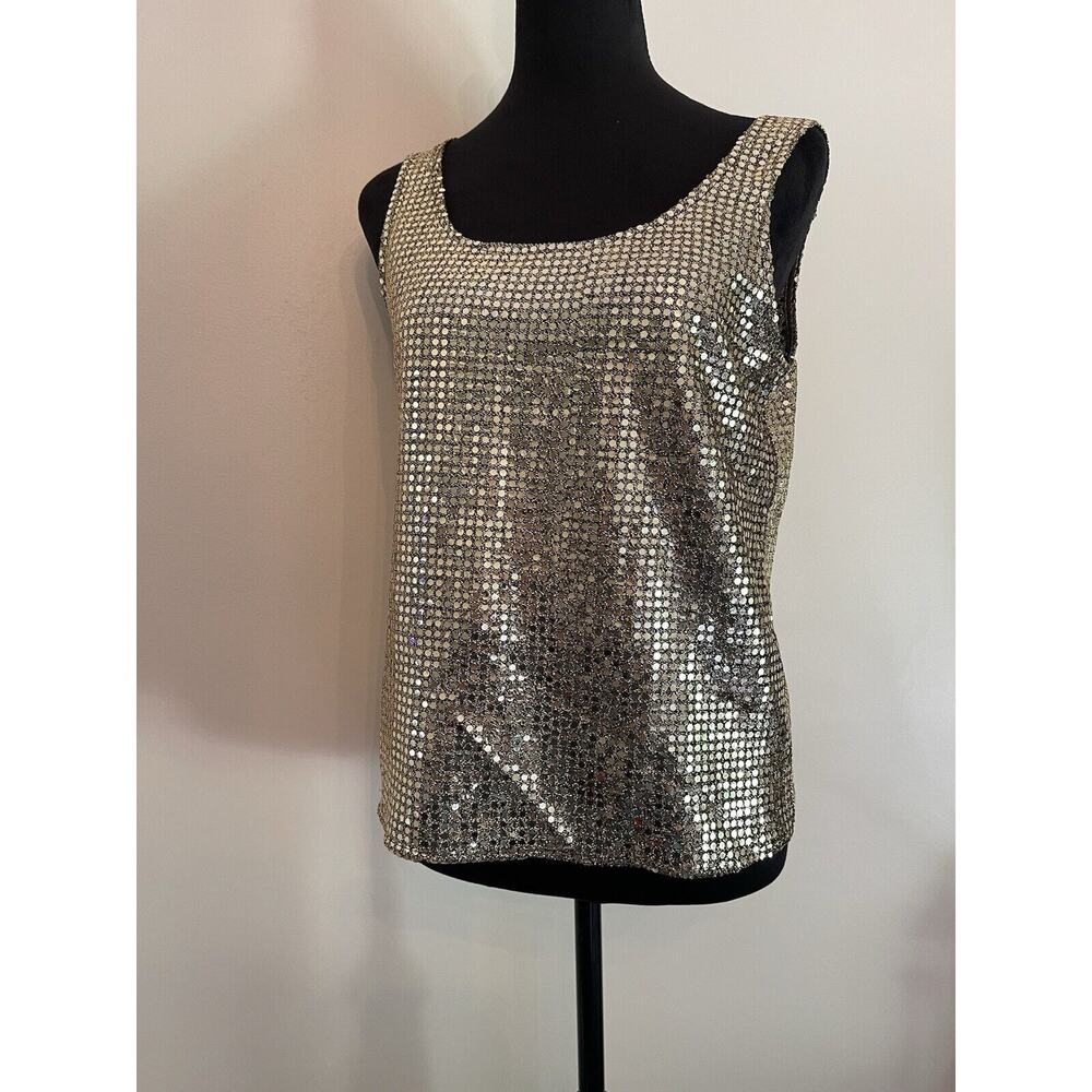 PG collection sleeveless tops SM gold sequence ginger Bort USA designer bling